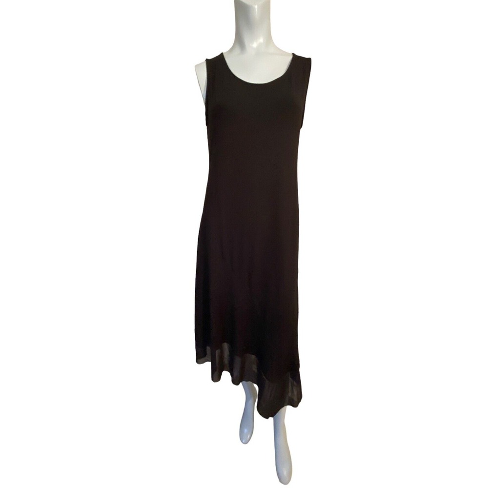 Women's Small S‎ Eileen Fisher Black Sleeveless dress Asymmetrical Sheer Hem